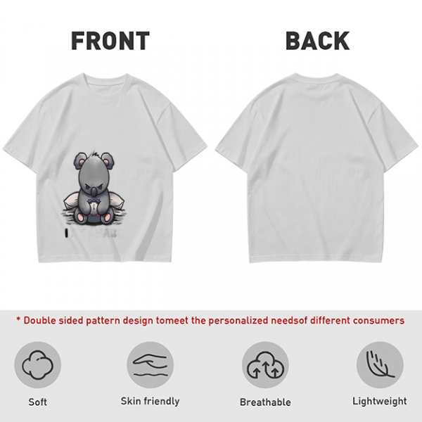 Olive T-shirt with Angry Koala Holding a Small Toy Print