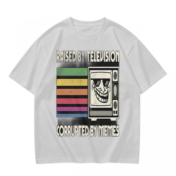 Raised by Television Corrupted by Memes Retro Graphic T-Shirt