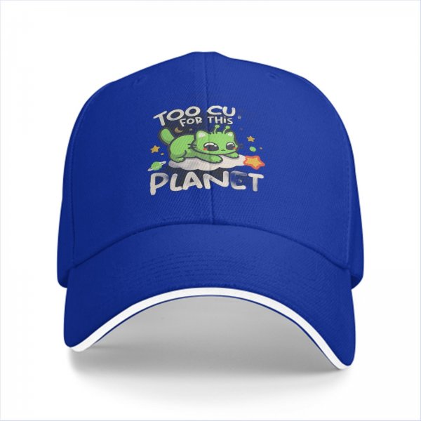Too Cute For This Planet Alien Cat Graphic Baseball Cap