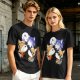 Olive T-shirt with Space Fox Crew Graphic Design