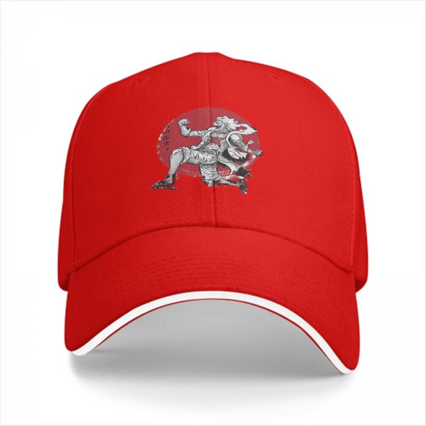 Black Baseball Cap With Anime Character Print On Red Circle