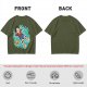 Olive anime t-shirt with Luffy relaxing in water print