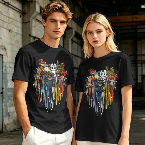 Olive T-Shirt With Cute How To Train Your Dragon Character Print