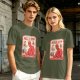 Olive T-shirt with Hell's Gym Devil Lifting Dumbbell Graphic