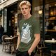 Olive T-Shirt With Stacked Books Teacup Floral Print