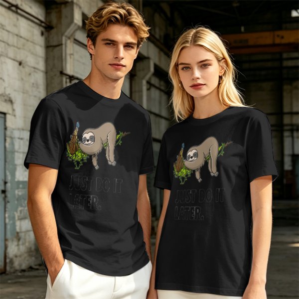 Olive Sloth 'Just Do It Later' Graphic T-Shirt