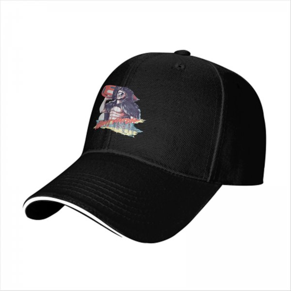 Black baseball cap with retro lifeguard graphic print