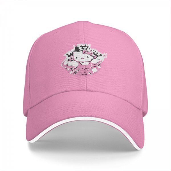 Black baseball cap with muscular Hello Kitty graphic and I Took The Stairs text