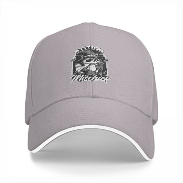 Black Baseball Cap with Mystical Mischief Raccoon Wizard Graphic