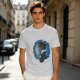 Olive T-Shirt With Anime Character Profile In Blue Cosmic Print