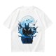 Olive T-Shirt Featuring Dragon Silhouette Under Full Moon