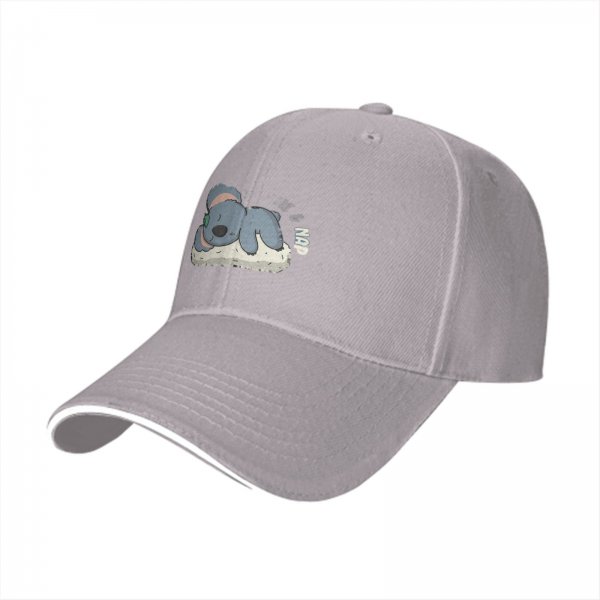 Black baseball cap with sleeping koala and 'nap' graphic