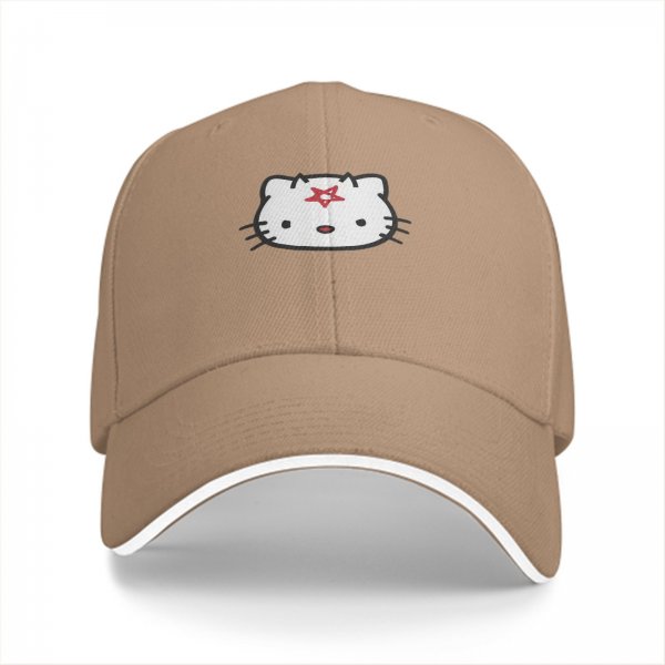 Black Baseball Cap With Pentagram Cat Graphic Design