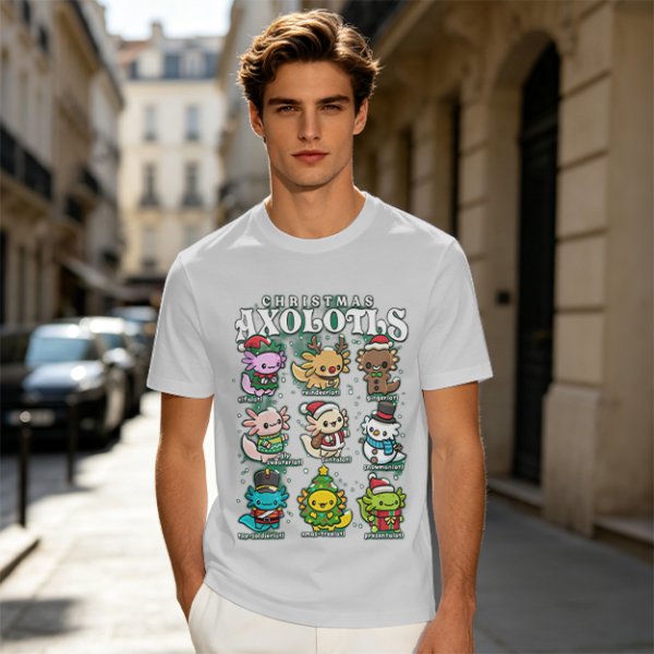 Christmas Axolotls Cute Holiday Graphic T-Shirt Design