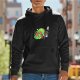Black hoodie with cute sleeping ninja turtle graphic