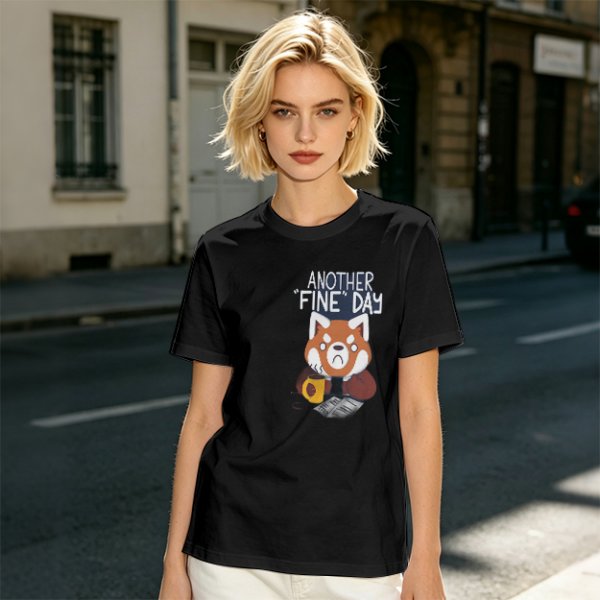 Olive T-Shirt With Another Fine Day Red Panda Coffee Print
