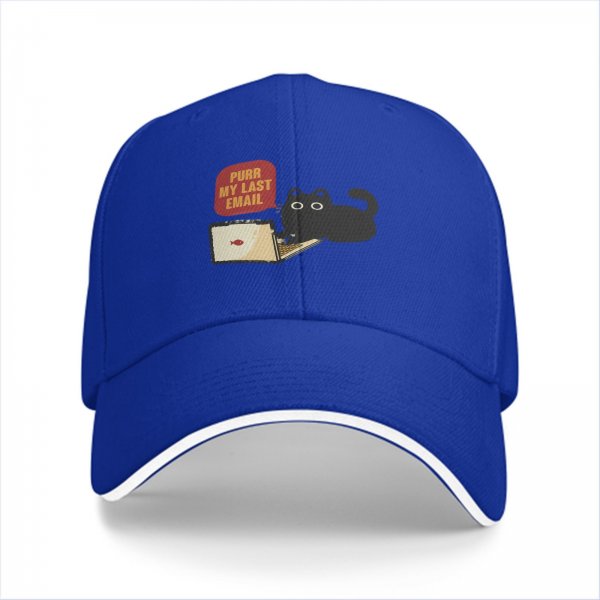 Black Baseball Cap With Funny Cat Purr My Last Email Laptop Print