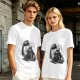 Olive t-shirt with Totoro and small spirits under full moon print