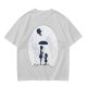 Olive T-Shirt With Moon Silhouette Of Two Children And Umbrella