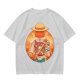 Olive T-Shirt Featuring Anime Character With Straw Hat Back View