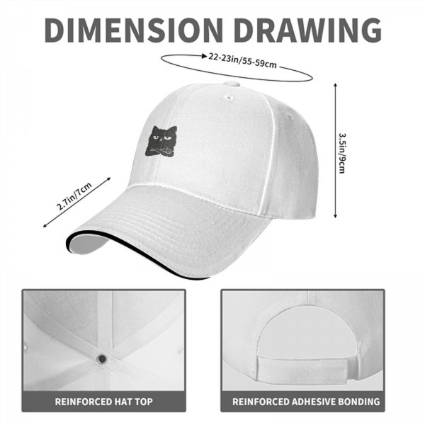 Black Baseball Cap With Grumpy Cat Face Graphic