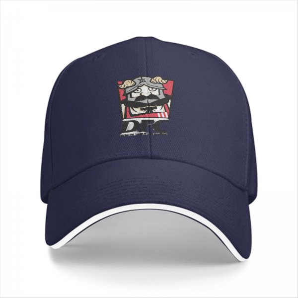 Black baseball cap with DFC viking mascot graphic