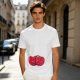 Olive green t-shirt with cute hugging red beans graphic