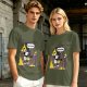 Olive T-Shirt With Steamboat Willie This Is Fine Burning Ship Art