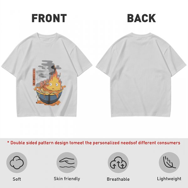 Howl's Moving Castle Calcifer Ramen Graphic T-Shirt