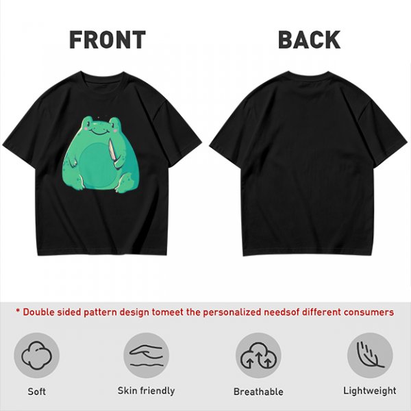 Olive Green T-Shirt With Cute Frog Holding Knife Graphic