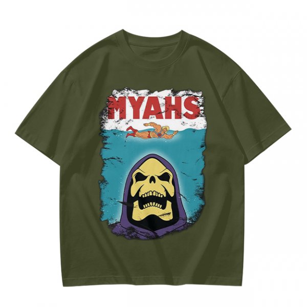 Olive Graphic T-Shirt with Skeletor Jaws Parody Art