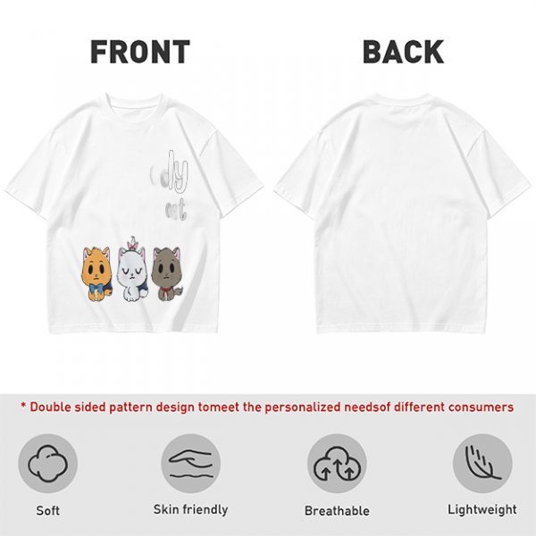 Olive T-Shirt With Cute Kitten Illustrations And Text Print