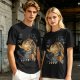 Olive T-shirt with giant cat bus monster and vintage planes graphic