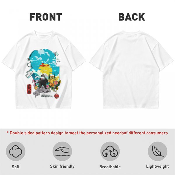 Olive T-shirt with anime pig pilot and seaplane graphic