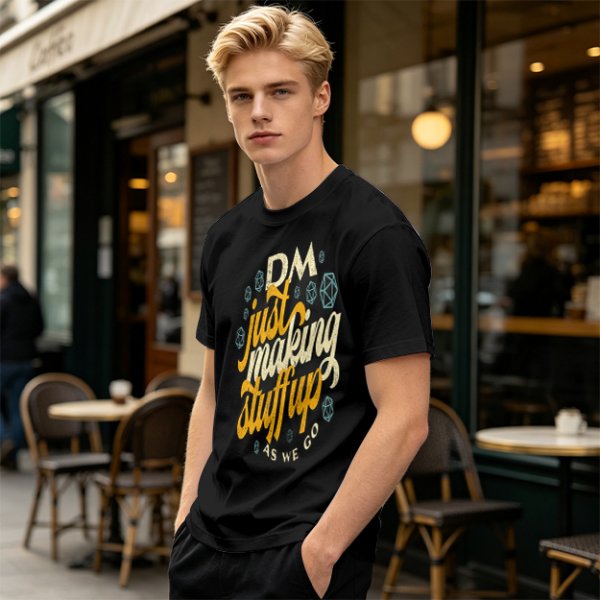 Olive T-Shirt With 'DM Just Making Stuff Up As We Go' Print