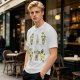 Olive Green T-Shirt with Cartoon Avocado Fitness Characters Print