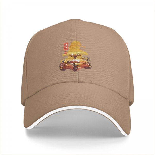 Black Baseball Cap With Anime Silhouette Art Print
