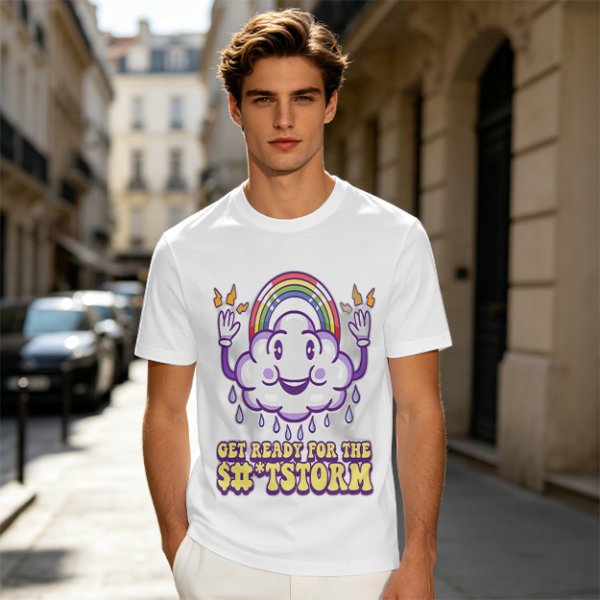 Get Ready For The Shitstorm Cloud Rainbow Graphic T-Shirt