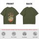 Olive T-Shirt with Kawaii Ramen Monster Bowl Graphic