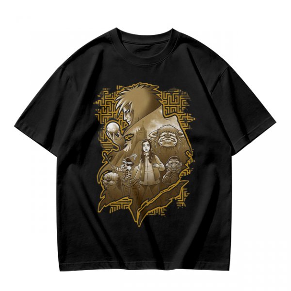 Olive T-Shirt with Fantasy Character Group Graphic Print