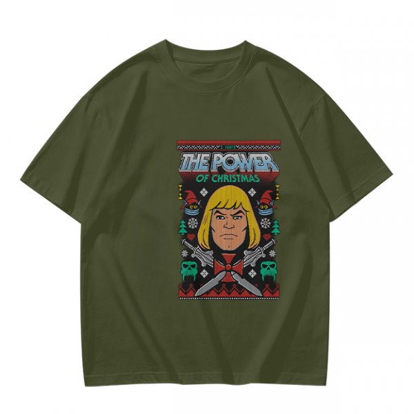 He-Man The Power of Christmas Graphic Olive T-Shirt