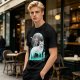 Olive T-Shirt With Wolf Warrior And Moon Forest Art Print
