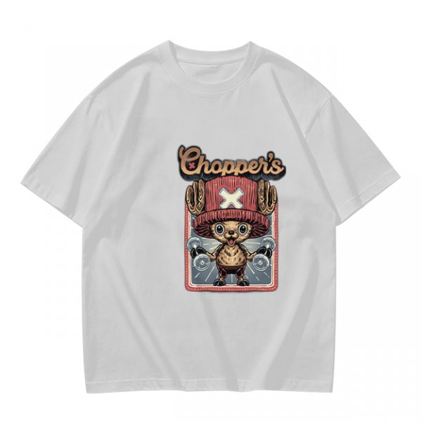 Olive T-Shirt with Tony Tony Chopper Lifting Weights Graphic