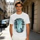 Olive T-Shirt With Silhouetted Forest Scene And Two Figures