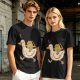Olive T-Shirt Featuring Frog Riding Duck Holding Knife