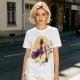 Olive t-shirt with witch flying on broom against full moon