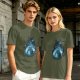 Olive T-shirt with Totoro Forest Silhouette Graphic Print