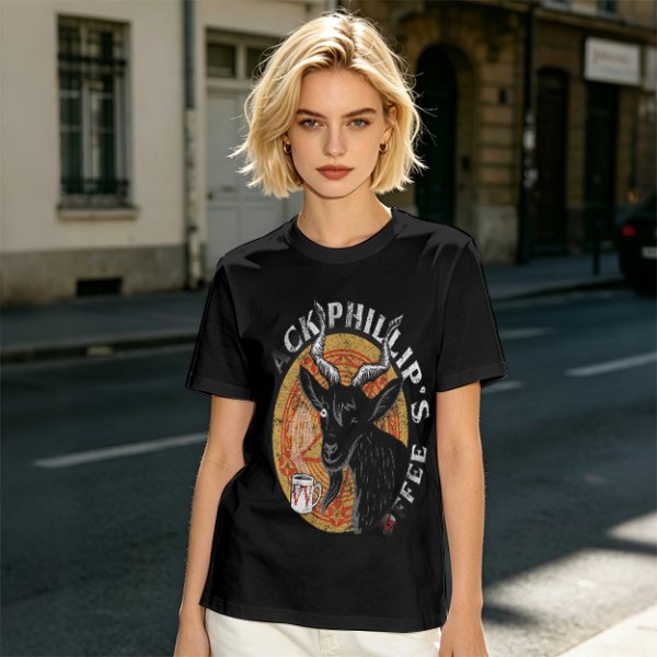 Black Phillip's Coffee Goat Graphic T-Shirt Design