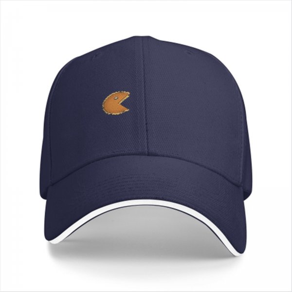 Black Baseball Cap With Retro Pac-Man Graphic Design
