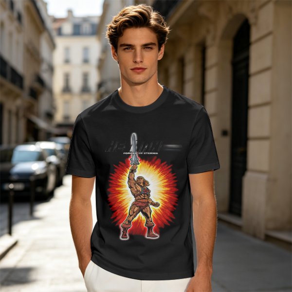 He-Man Sword Raised Graphic Olive Green T-Shirt